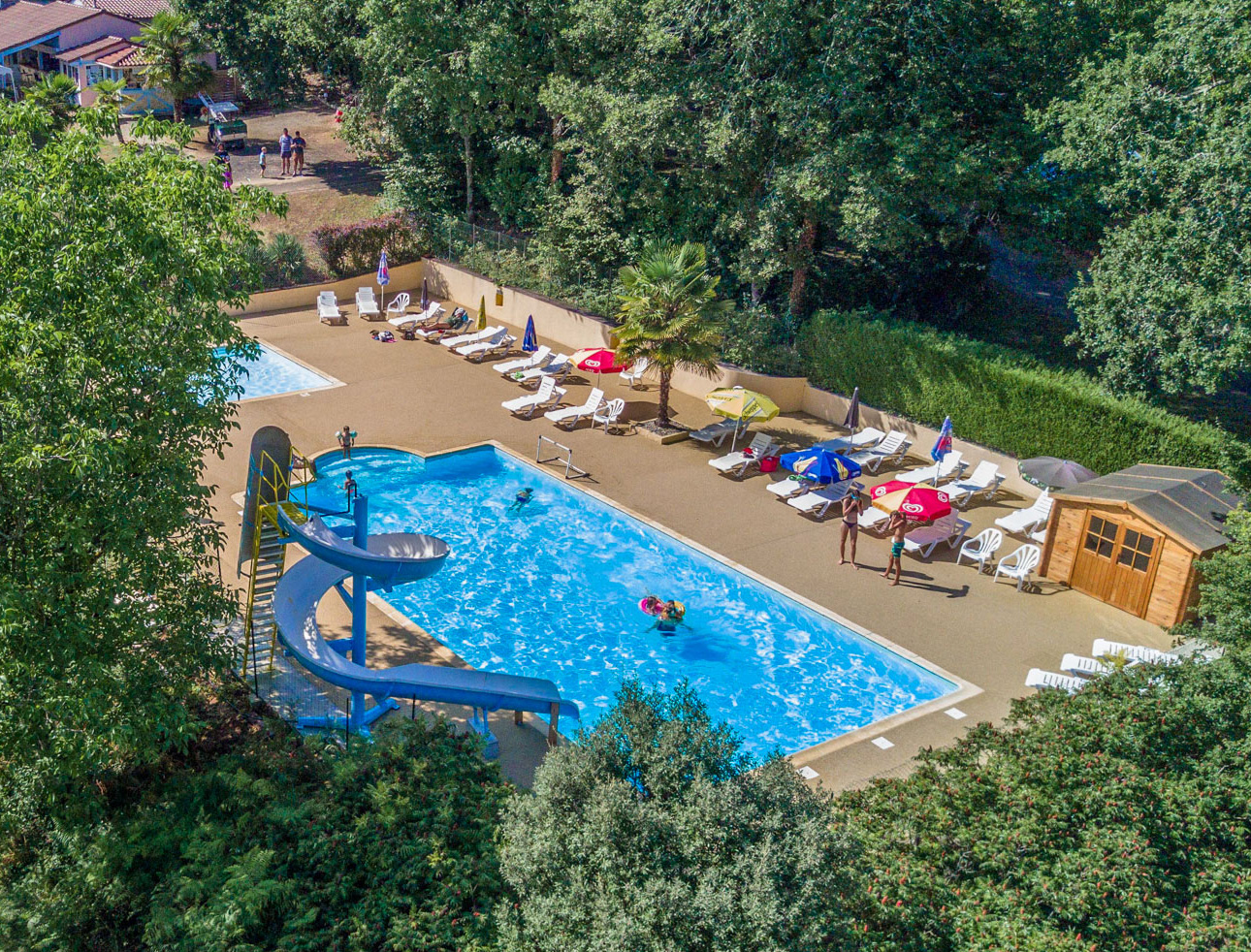 bains de soleil au bord de la piscine
